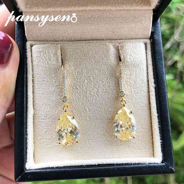 pansysen gold color 9*13mm citrine diamond real silver 925 fine jewelry drop earrings wedding engagement gift for women, Golden
pansysen gold color 9*13mm citrine diamond real silver 925 fine jewelry drop earrings wedding engagement gift for women, Golden