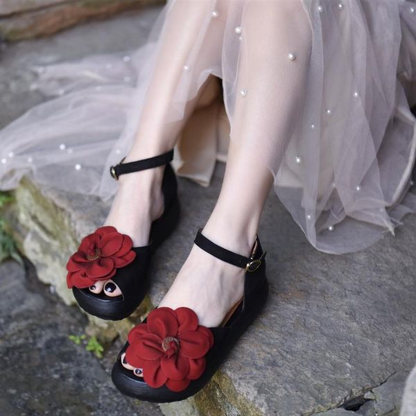 sandals artmu fashion sweet women shoes wedges slides handmade big flower genuine leather woman buckle open toes original, Black
sandals artmu fashion sweet women shoes wedges slides handmade big flower genuine leather woman buckle open toes original, Black