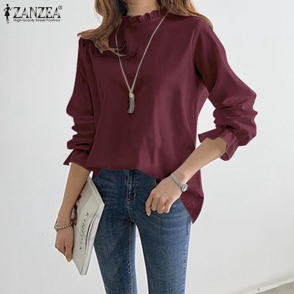 women's blouses & shirts ruffle bloues zanzea 2021 fashion autumn casual long sleeve blusas female solid tunic oversized basic chem, White
women's blouses & shirts ruffle bloues zanzea 2021 fashion autumn casual long sleeve blusas female solid tunic oversized basic chem, White