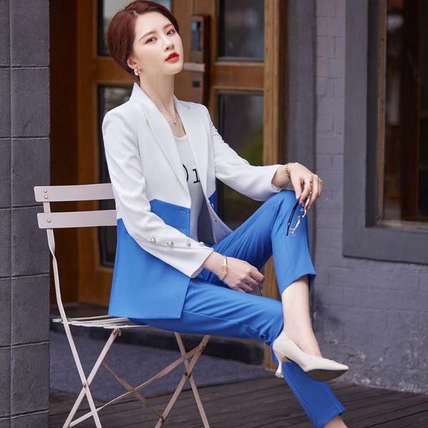 women's two piece pants 2021 autumn and winter professional wear casual office sets double breasted ladies jacket two-piece fashion tro, White
women's two piece pants 2021 autumn and winter professional wear casual office sets double breasted ladies jacket two-piece fashion tro, White