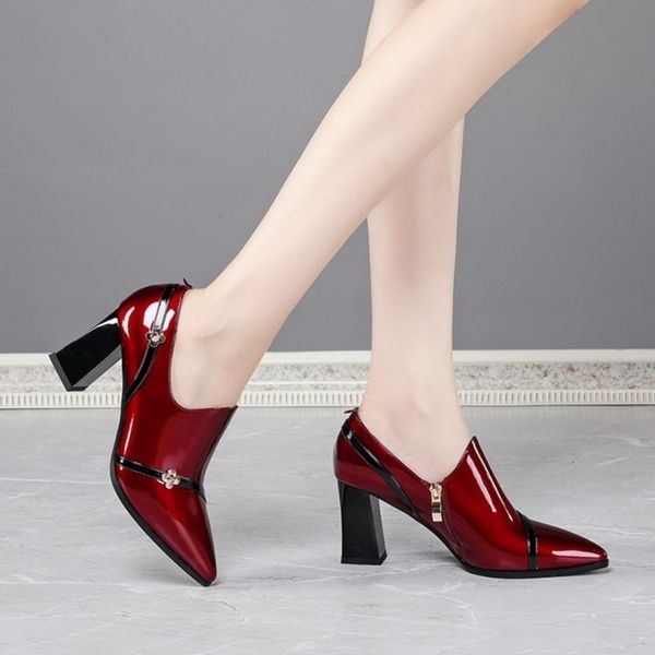 new autumn shoes woman high heels womens pumps soft patent leather shoe thick heel fashion pointed toe deep black wine-red
new autumn shoes woman high heels womens pumps soft patent leather shoe thick heel fashion pointed toe deep black wine-red