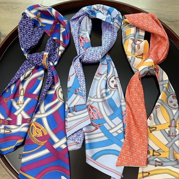 scarves 160*20cm style all-match leather belt printing twill weave silk women's long, Blue;gray
scarves 160*20cm style all-match leather belt printing twill weave silk women's long, Blue;gray