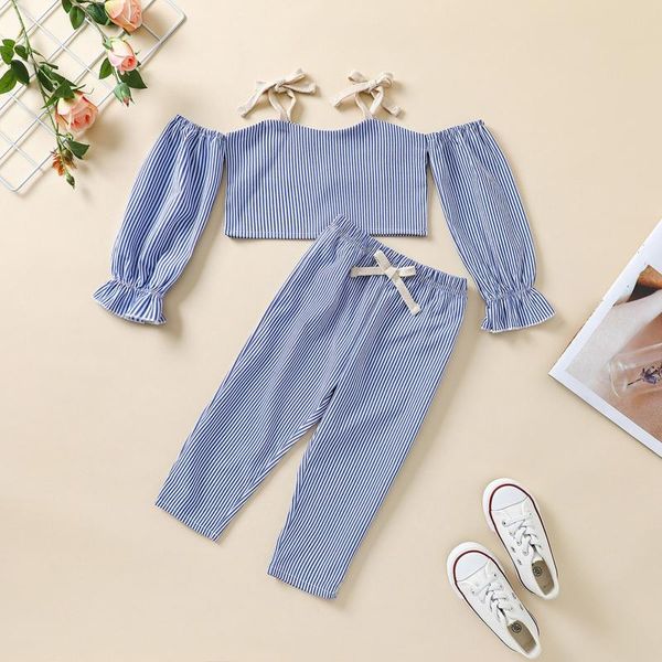 clothing sets toddler baby girls 2pcs striped clothes set long sleeve off-shoulder +drawstring waist pants children kids cotton outfits, White
clothing sets toddler baby girls 2pcs striped clothes set long sleeve off-shoulder +drawstring waist pants children kids cotton outfits, White