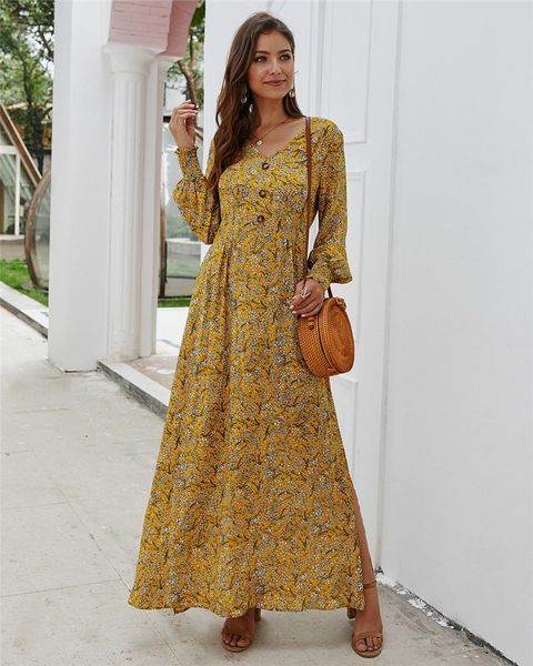 casual dresses floral long sleeve maxi dress women vintage button up v-neck split side high waist elegant party autumn vestidos, Black;gray
casual dresses floral long sleeve maxi dress women vintage button up v-neck split side high waist elegant party autumn vestidos, Black;gray