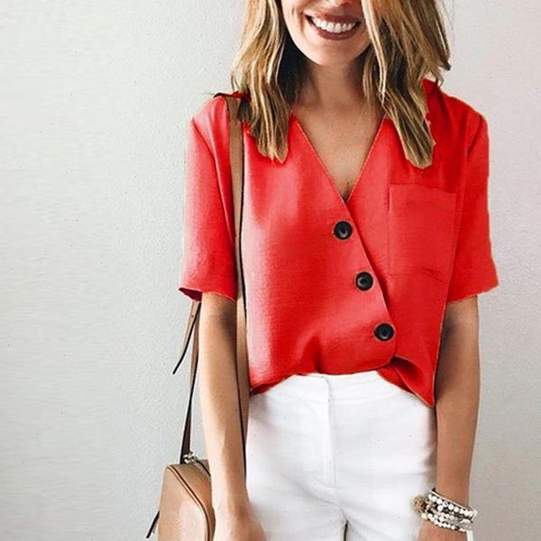 2021 female blouse fashion womens button v neck short sleeve blouse causal solid shirt harajuku casual blouse for summer, White
2021 female blouse fashion womens button v neck short sleeve blouse causal solid shirt harajuku casual blouse for summer, White