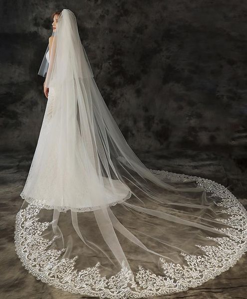 bridal veils two layers lace edge 300cm long cathedral white ivory bride wedding veil accessoire velos de novia with comb, Black
bridal veils two layers lace edge 300cm long cathedral white ivory bride wedding veil accessoire velos de novia with comb, Black