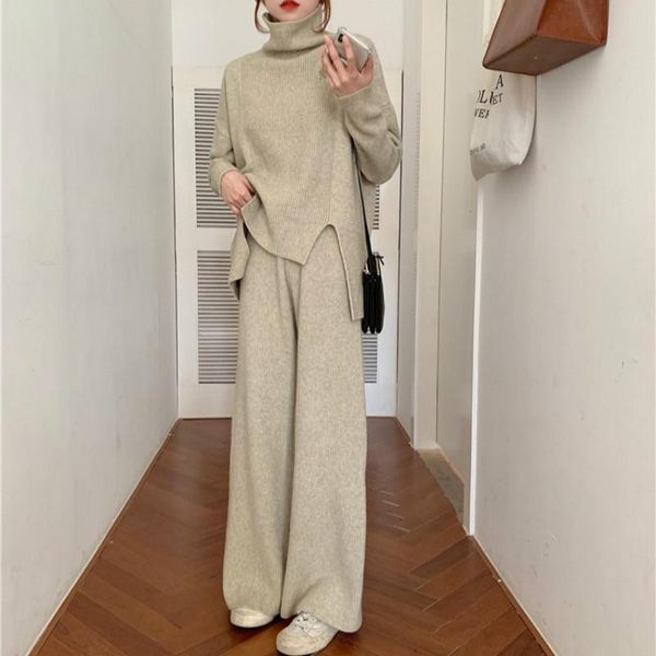 real skorean style casual two-piece female loose wild high-neck knitted sweater + casual knitted wide-leg pants, White
real skorean style casual two-piece female loose wild high-neck knitted sweater + casual knitted wide-leg pants, White