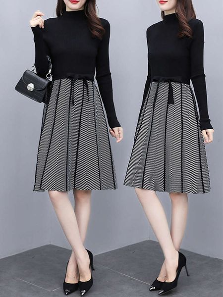 sweater knitted children's 2021 new women's mid long dress spring and autumn pullover with a-line skirt, Black;gray
sweater knitted children's 2021 new women's mid long dress spring and autumn pullover with a-line skirt, Black;gray