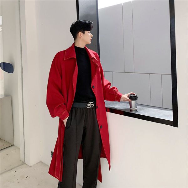 menswear fashion titched design red trench coat 2021 new lapel single breasted long winkbreaker with belt tide autumn, Tan;black
menswear fashion titched design red trench coat 2021 new lapel single breasted long winkbreaker with belt tide autumn, Tan;black