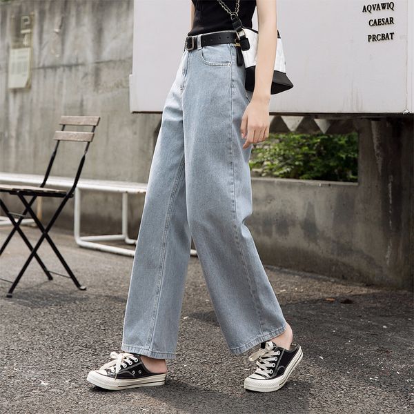 jeans loose high waist wide leg pant's 2021 elegant straight tube summer pants, Blue
jeans loose high waist wide leg pant's 2021 elegant straight tube summer pants, Blue