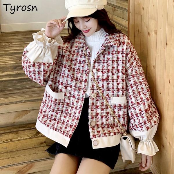 women's wool & blends women coat puff sleeve sweet ulzzang lovely mujer cotton quilted warm elegant woolen outwear design plaid cozy re, Black
women's wool & blends women coat puff sleeve sweet ulzzang lovely mujer cotton quilted warm elegant woolen outwear design plaid cozy re, Black