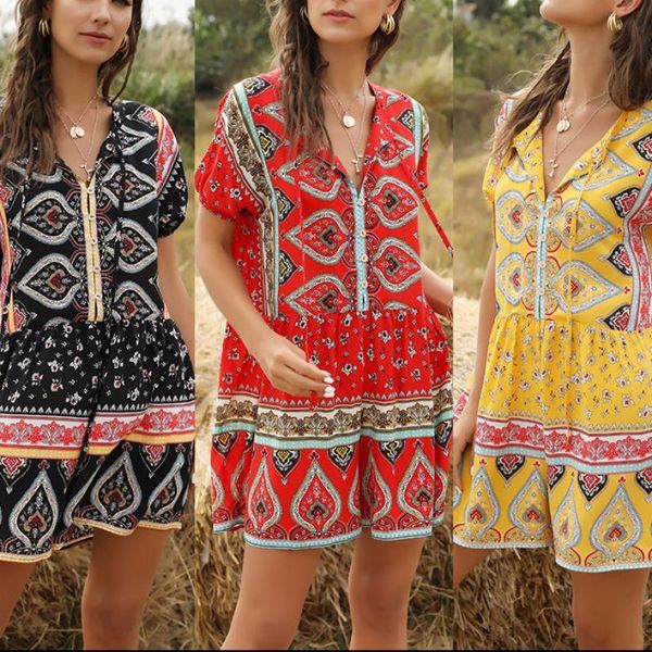 women's jumpsuits & rompers 2021 bohemian women rayon loose casual printwed romper buttons lace-up jumpsuit summer short beach xl, Black;white
women's jumpsuits & rompers 2021 bohemian women rayon loose casual printwed romper buttons lace-up jumpsuit summer short beach xl, Black;white
