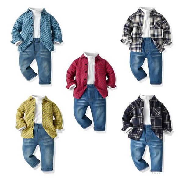 baby clothing sets boy suit boys children plaid long-sleeved cotton shirt bottoms denim trousers three-piece b9127, White
baby clothing sets boy suit boys children plaid long-sleeved cotton shirt bottoms denim trousers three-piece b9127, White