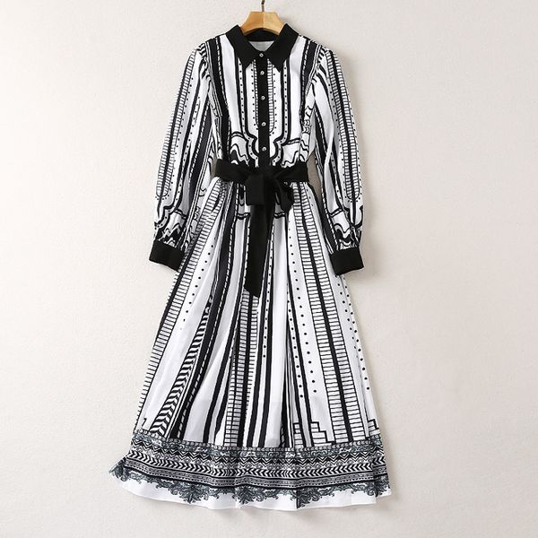 milan runway dresses 2021 autumn lapel neck long sleeve panelled women's designer dress brand same style clothing 0821-7, Black
milan runway dresses 2021 autumn lapel neck long sleeve panelled women's designer dress brand same style clothing 0821-7, Black