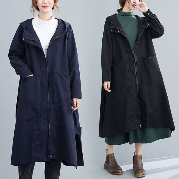 autumn and winter 2020 new hooded jacket women's korean loose size fashion casual long knee windbreaker, Tan;black
autumn and winter 2020 new hooded jacket women's korean loose size fashion casual long knee windbreaker, Tan;black