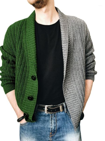 men's sweaters winter stitched cardigan lapel sweater coat fashion casual knitted men, White;black
men's sweaters winter stitched cardigan lapel sweater coat fashion casual knitted men, White;black