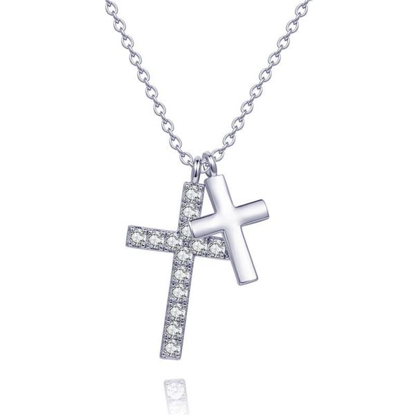 pendant necklaces european and american minimalist cross choker fashion crystal double women's necklace classic ornament, Silver
pendant necklaces european and american minimalist cross choker fashion crystal double women's necklace classic ornament, Silver
