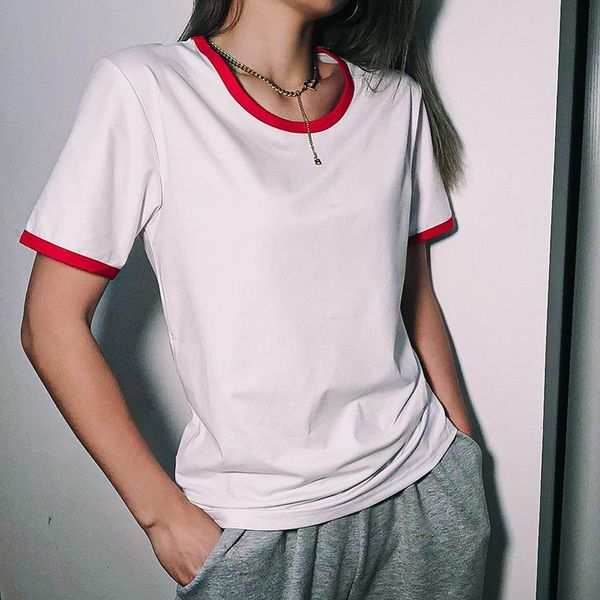 women's t-shirt women fashion color block short sleeve round neck basis simple tees clothes for female ladies summer 2021, White
women's t-shirt women fashion color block short sleeve round neck basis simple tees clothes for female ladies summer 2021, White
