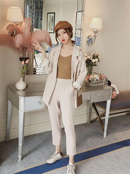 women's tracksuits fashion double breasted pant suits for women set loose collar blazer jacket & wear to work female suit autumn, Gray
women's tracksuits fashion double breasted pant suits for women set loose collar blazer jacket & wear to work female suit autumn, Gray