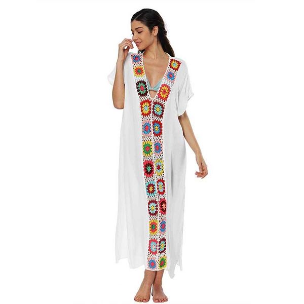 women's swimwear bikini cover up bathing suit women fashion beach trips for tong crochet irregular split perspective with neck dress, White;black
women's swimwear bikini cover up bathing suit women fashion beach trips for tong crochet irregular split perspective with neck dress, White;black