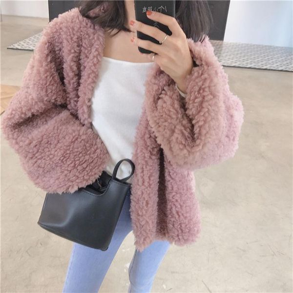 women's fur & faux woman coat jacket synthetic cropped mink women jaket trim open stitch fashion loose pink fluffy faure outwear, Black
women's fur & faux woman coat jacket synthetic cropped mink women jaket trim open stitch fashion loose pink fluffy faure outwear, Black