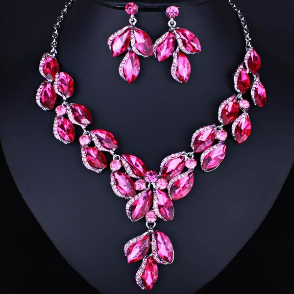 earrings & necklace farlena wedding jewelry leaf shape multicolor crystal glass set for women african bridal sets, Silver
earrings & necklace farlena wedding jewelry leaf shape multicolor crystal glass set for women african bridal sets, Silver