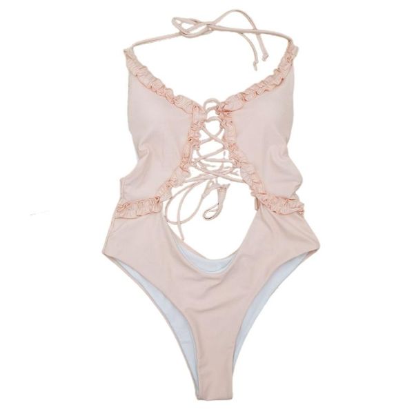 women one-piece crisscross bandage bikini halter backless ruffles monokini h58d 
women one-piece crisscross bandage bikini halter backless ruffles monokini h58d