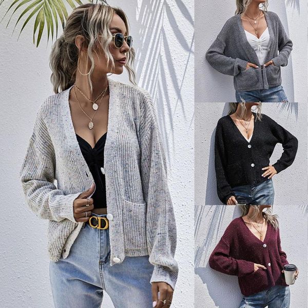 women's knits & tees donsignet fashion sweater casual v-neck single-breasted color dot solid double-pocket knitted, White
women's knits & tees donsignet fashion sweater casual v-neck single-breasted color dot solid double-pocket knitted, White