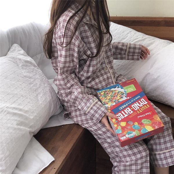 autumn winter vintage pajamas set women long sleeve sleepwear cotton home clothes plaid pants pyjamas lace up lapel collar y078, Black;red
autumn winter vintage pajamas set women long sleeve sleepwear cotton home clothes plaid pants pyjamas lace up lapel collar y078, Black;red