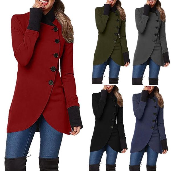 women's wool & blends 2021 solid color single breasted split hem long sleeve coat, Black
women's wool & blends 2021 solid color single breasted split hem long sleeve coat, Black