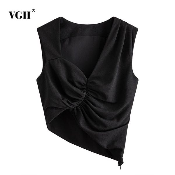 women's tanks & camis vgh elegant asymmetrical women vest collar sleeveless irregular short ruched tank for female fashion 2021 tide, White
women's tanks & camis vgh elegant asymmetrical women vest collar sleeveless irregular short ruched tank for female fashion 2021 tide, White