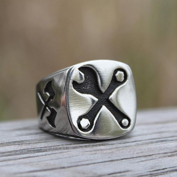 cluster rings mens minimalism 316l stainless steel motorcycle wrench ax cross unique fashion biker jewelry, Golden;silver
cluster rings mens minimalism 316l stainless steel motorcycle wrench ax cross unique fashion biker jewelry, Golden;silver
