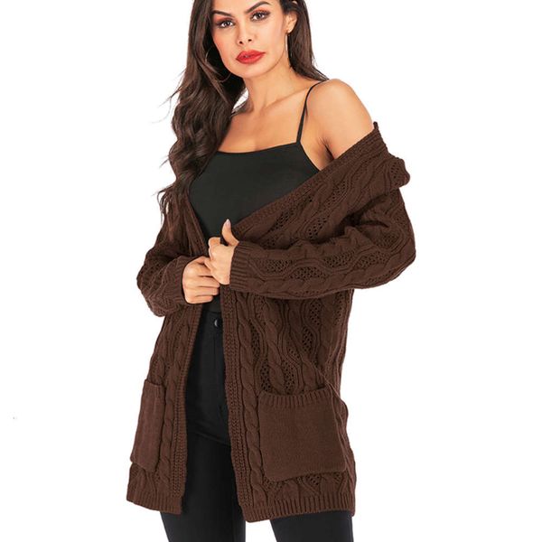 2020 medium length knitted cardigan autumn winter large women's sweater coat, White;black
2020 medium length knitted cardigan autumn winter large women's sweater coat, White;black