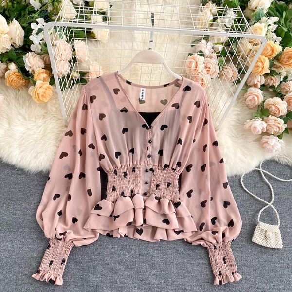 women's blouses & shirts sweet hearts polka dots v-neck chiffon blouse women slim elastic waist lantern sleeves twinset shirt top, White
women's blouses & shirts sweet hearts polka dots v-neck chiffon blouse women slim elastic waist lantern sleeves twinset shirt top, White