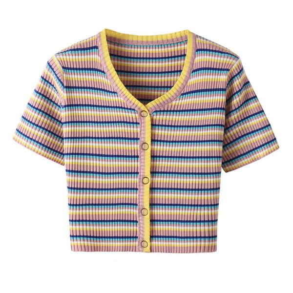 summer women's v-neck knitted short-sleeved t-shirt stretch high waist striped short 2021 new, White
summer women's v-neck knitted short-sleeved t-shirt stretch high waist striped short 2021 new, White