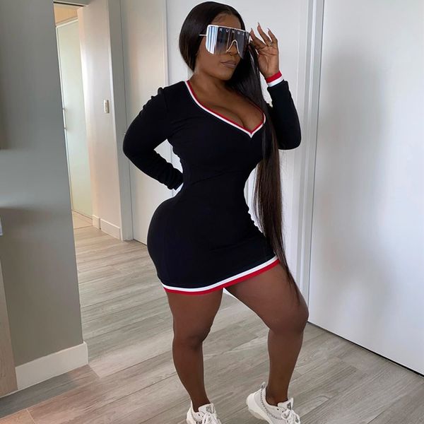 2021 fall winter v neck long sleeve dress womens clothing plus size bodycon dresses sporty vestidos d91-cc26, Black;gray
2021 fall winter v neck long sleeve dress womens clothing plus size bodycon dresses sporty vestidos d91-cc26, Black;gray