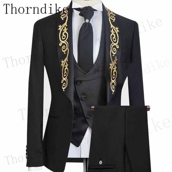 thorndike 2021 black business party formal men suits gold embroidery3 piece custom made groom wedding tuxedos for men t1284, White;black
thorndike 2021 black business party formal men suits gold embroidery3 piece custom made groom wedding tuxedos for men t1284, White;black