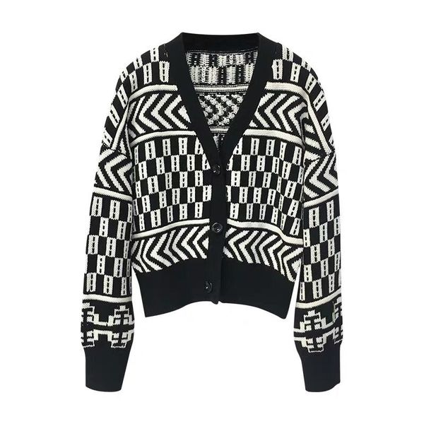 qooth spring woman's sweaters stripe knitted buttons cardiagans ladies black white loose knitwears qt406 210609
qooth spring woman's sweaters stripe knitted buttons cardiagans ladies black white loose knitwears qt406 210609