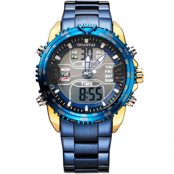 duantai steel belt multifunctional double movement men's watch electronic sports waterproof luminous quartz, Silver
duantai steel belt multifunctional double movement men's watch electronic sports waterproof luminous quartz, Silver
