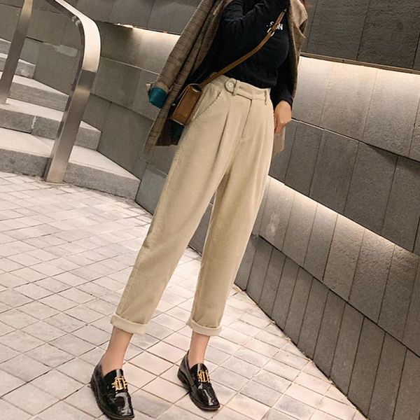 women's pants & capris lusofie autumn winter corduroy women high waist pockets trousers plus size streetwear harem pantalon femme, Black;white
women's pants & capris lusofie autumn winter corduroy women high waist pockets trousers plus size streetwear harem pantalon femme, Black;white