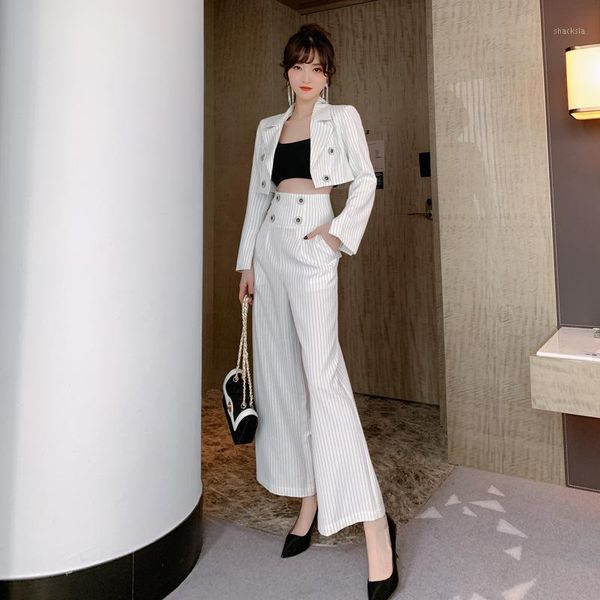 women's tracksuits autumn print striped blazer coat and wide legging pants ladies white 2 piece set brand designer runway two for women, Gray
women's tracksuits autumn print striped blazer coat and wide legging pants ladies white 2 piece set brand designer runway two for women, Gray