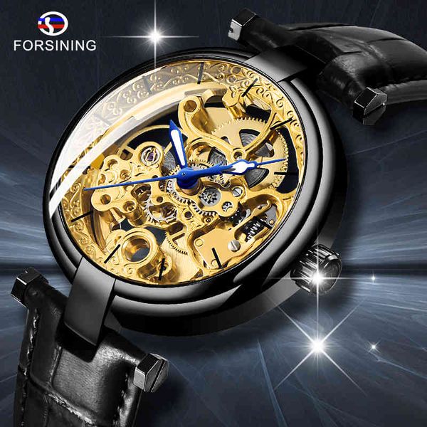 forsining gold skeleton watches blue pointer black leather belt automatic for men transparent, Slivery;brown
forsining gold skeleton watches blue pointer black leather belt automatic for men transparent, Slivery;brown
