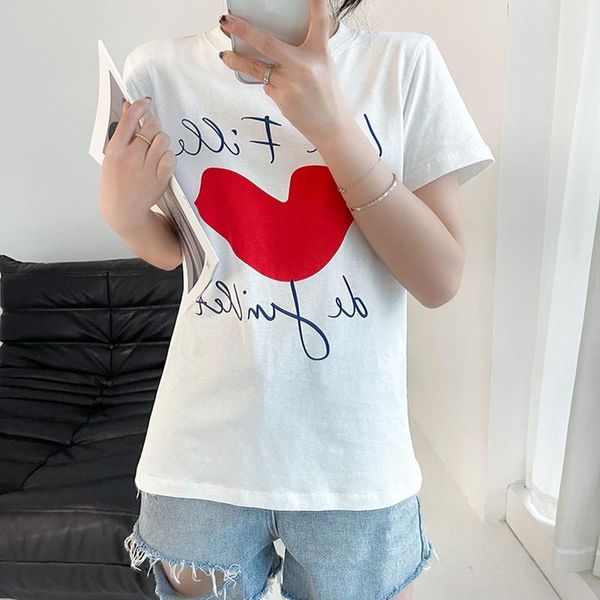women's t-shirt red lips or heart print women white short sleeve o-neck casual 2021 summer
women's t-shirt red lips or heart print women white short sleeve o-neck casual 2021 summer
