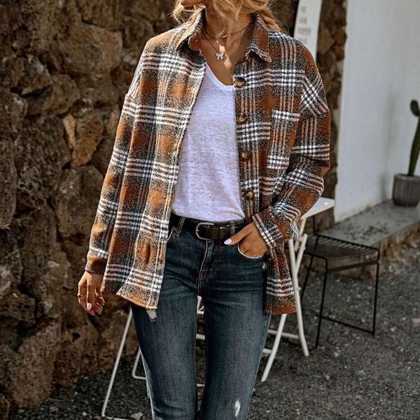 women's jackets womens color block plaid shirts autumn vintage button down flannel cardigan casual long sleeve pockets blouse coat 219, Black;brown
women's jackets womens color block plaid shirts autumn vintage button down flannel cardigan casual long sleeve pockets blouse coat 219, Black;brown