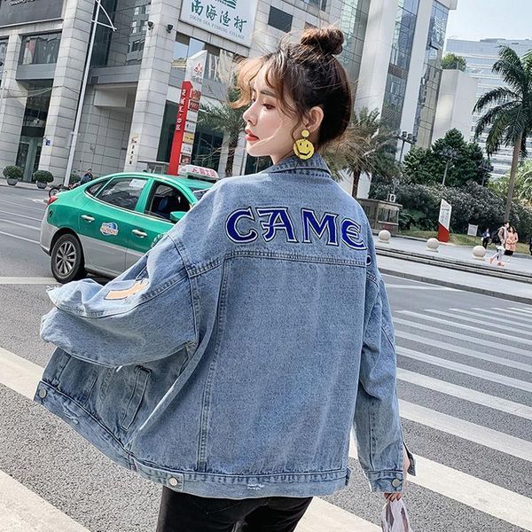 women's jackets letters embroidery jeans women spring fall loose denim blue full sleeve pockets outerwear casual lady drop coats, Black;brown
women's jackets letters embroidery jeans women spring fall loose denim blue full sleeve pockets outerwear casual lady drop coats, Black;brown