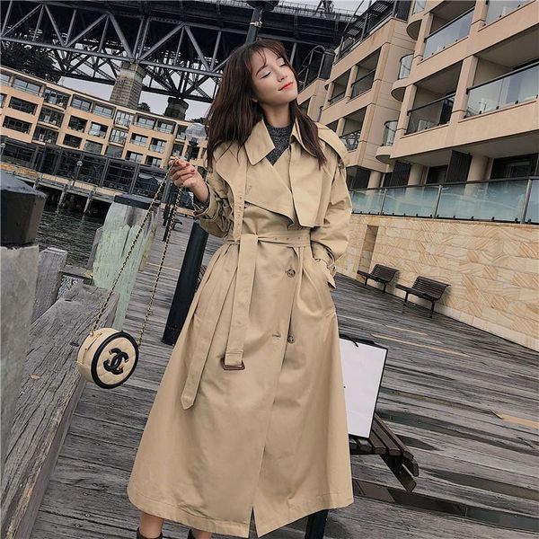 women's trench coats long double-breasted coat women 2021 spring autumn belt slim windbreakers womens casual overcoat korean fashion ou, Tan;black
women's trench coats long double-breasted coat women 2021 spring autumn belt slim windbreakers womens casual overcoat korean fashion ou, Tan;black
