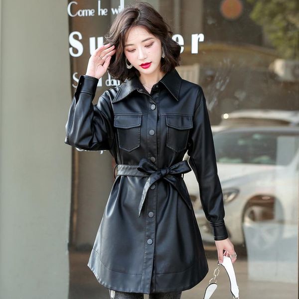 women's leather & faux long trench coat for women windbreaker with belt autumn korean fashion sleeve black woman jackets
women's leather & faux long trench coat for women windbreaker with belt autumn korean fashion sleeve black woman jackets