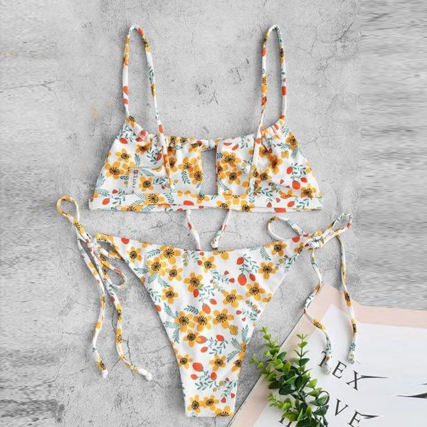 women's swimwear bikini 2021 printed lace-up ruffle straps set swimsuit bathing suit beachwear biquini, White;black
women's swimwear bikini 2021 printed lace-up ruffle straps set swimsuit bathing suit beachwear biquini, White;black