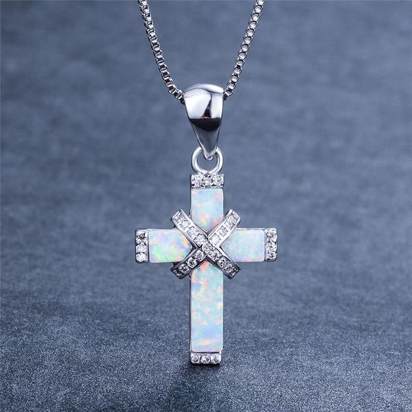 pendant necklaces white blue opal cross necklace female luxury crystal zircon dainty silver color chain for women party
pendant necklaces white blue opal cross necklace female luxury crystal zircon dainty silver color chain for women party