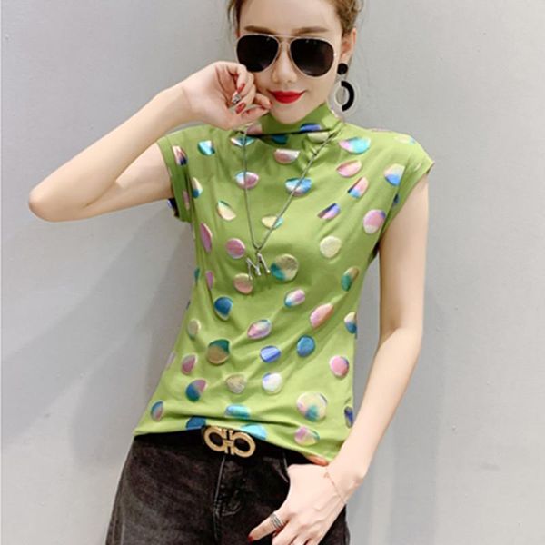 women's t-shirt #5971 green black white t shirt women short sleeve o neck polka dot printed turtleneck tshirt slim cotton basic sum
women's t-shirt #5971 green black white t shirt women short sleeve o neck polka dot printed turtleneck tshirt slim cotton basic sum